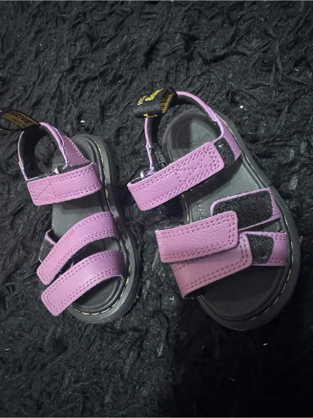 Dr. Martens Kids Purple Triple-Strap Velcro Sandals size 8